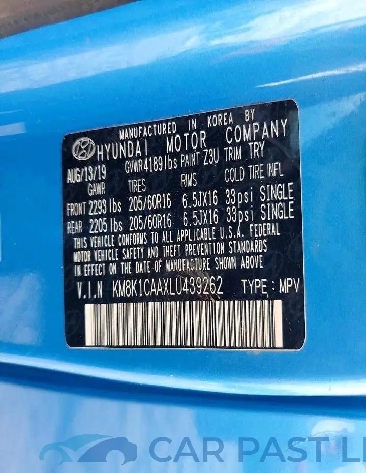 KM8K1CAAXLU439262# 12