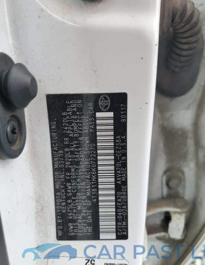 4T1B11HK6KU772270# 12