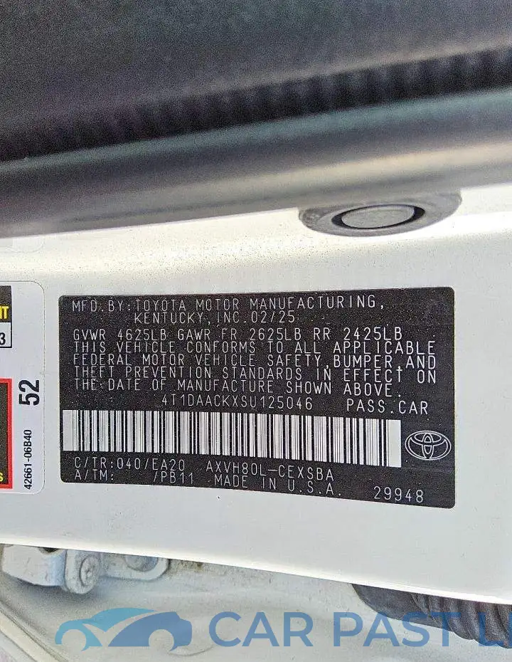 4T1DAACKXSU125046# 12