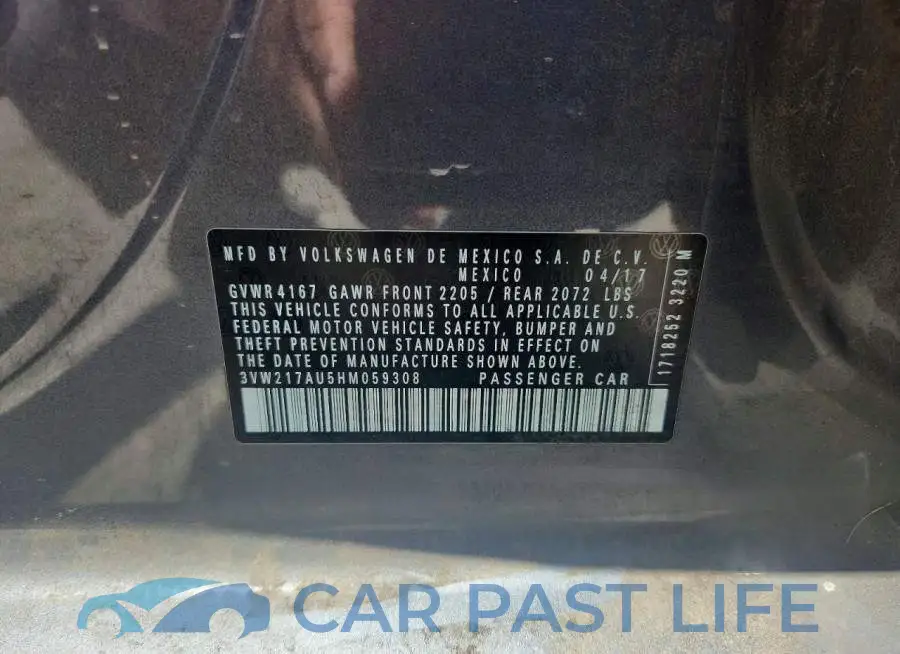 3VW217AU5HM059308# 13