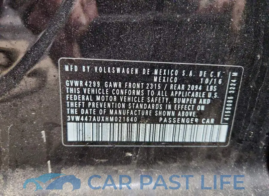 3VW447AUXHM021640# 13