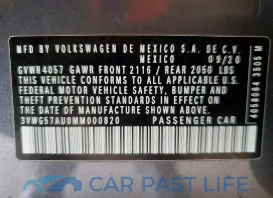3VWG57AU0MM000820# 12