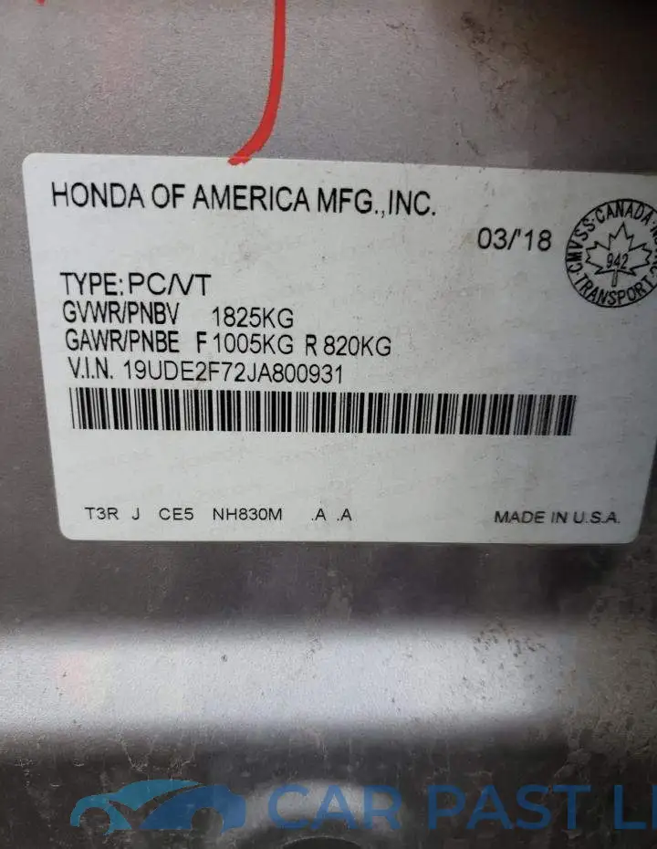 19UDE2F72JA800931# 13