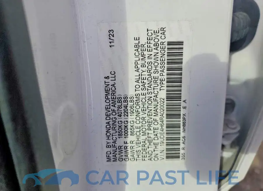 19UDE4H64RA020022# 12