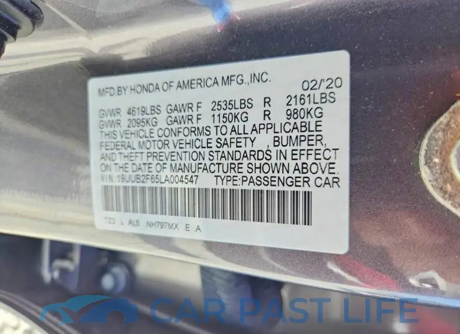 19UUB2F65LA004547# 12