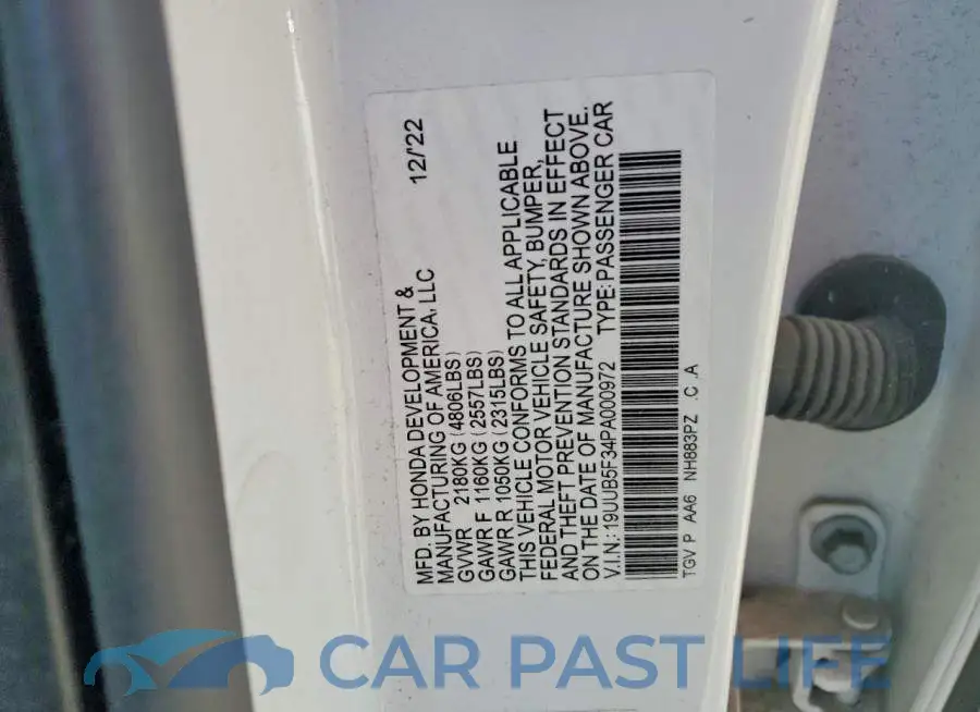 19UUB5F34PA000972# 12