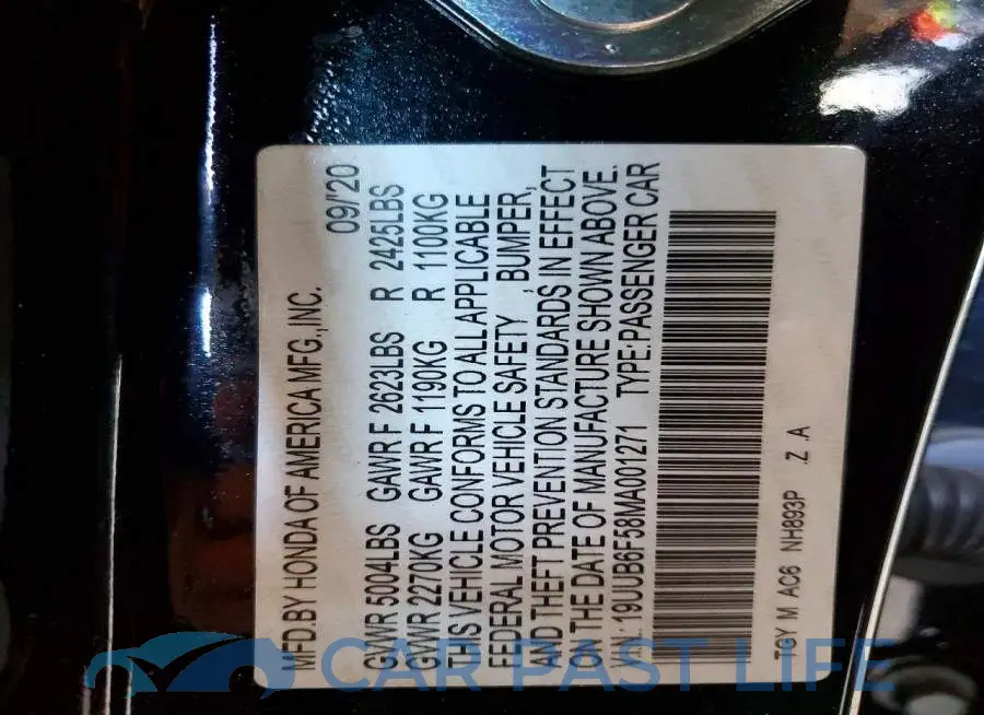 19UUB6F58MA001271# 12
