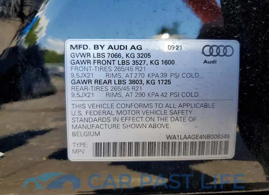 WA1LAAGE4NB008349# 13