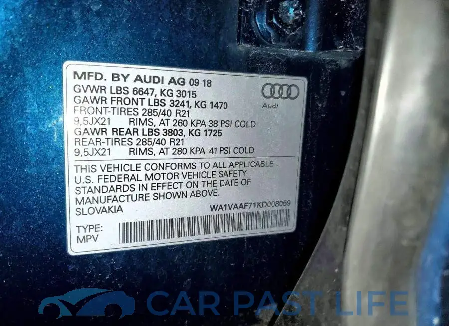 WA1VAAF71KD008059# 13