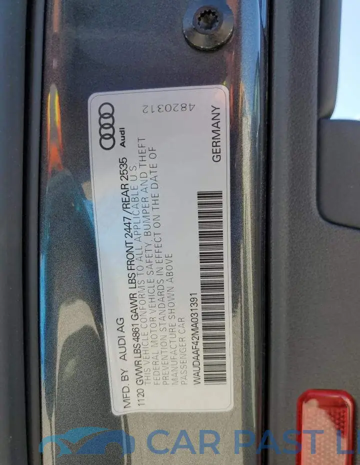 WAUDAAF42MA031391# 12