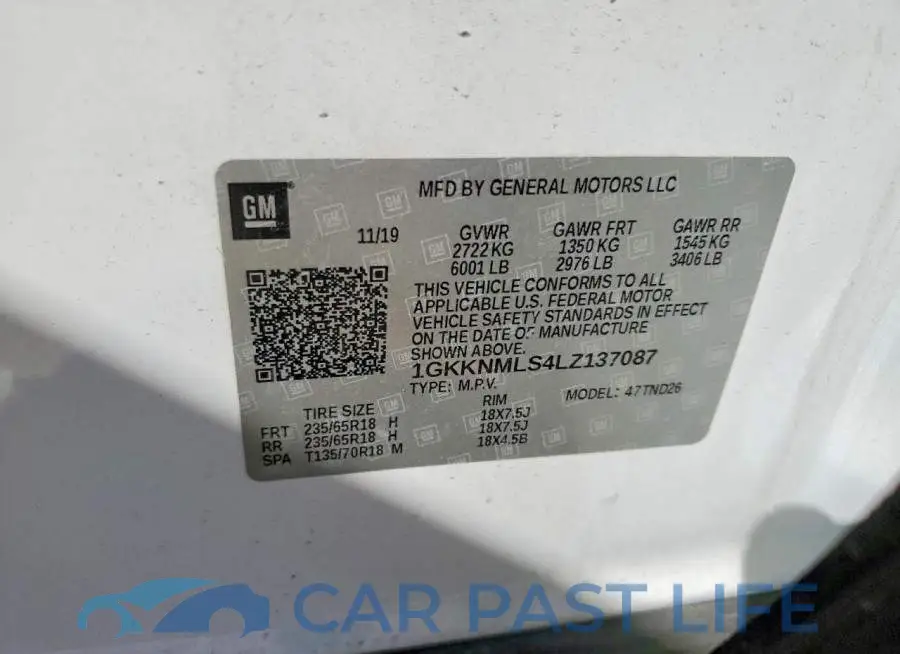 1GKKNMLS4LZ137087# 13