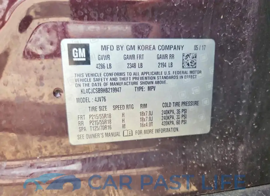KL4CJCSB9HB219947# 13