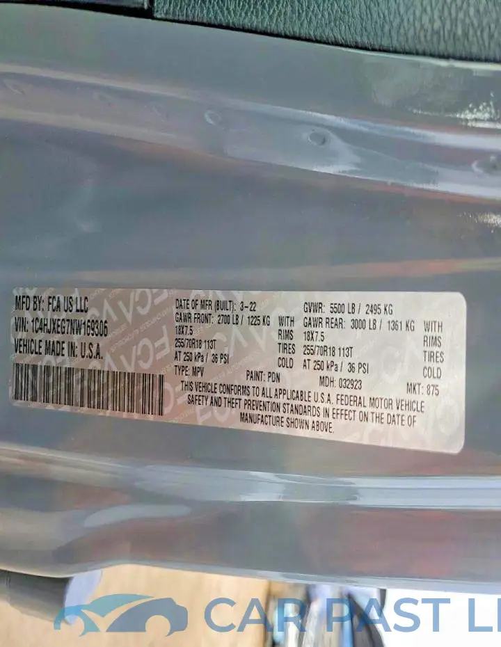 1C4HJXEG7NW169306# 12
