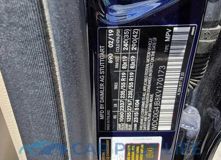 WDC0G4JB8KV170173# 10