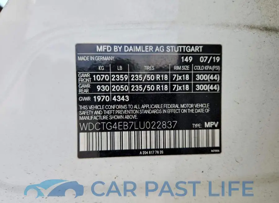 WDCTG4EB7LU022837# 13