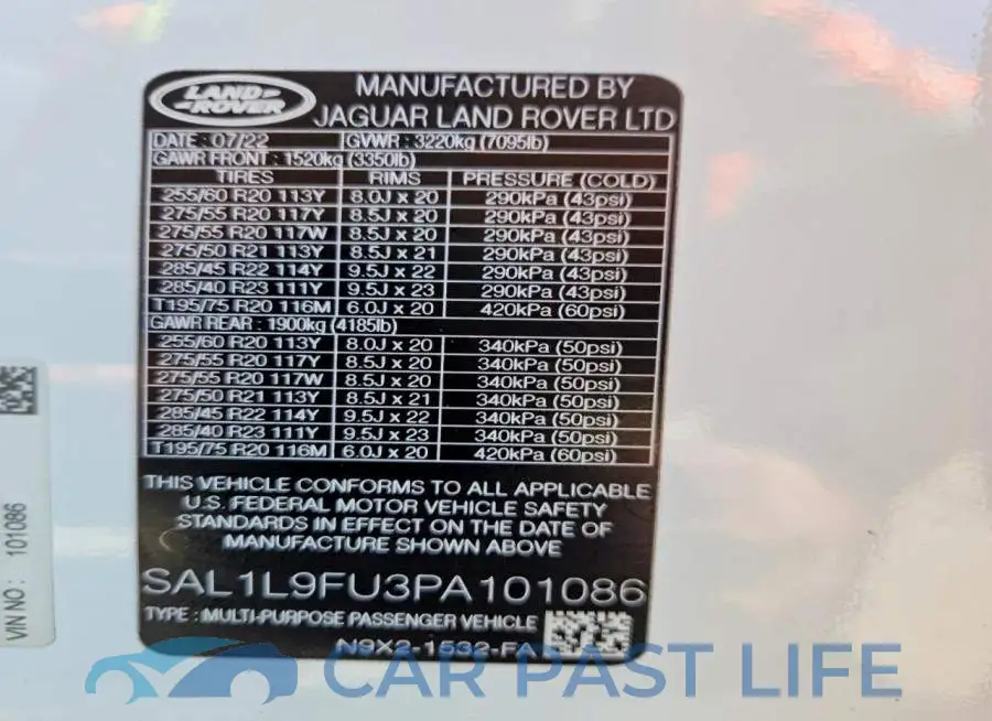 SAL1L9FU3PA101086# 13
