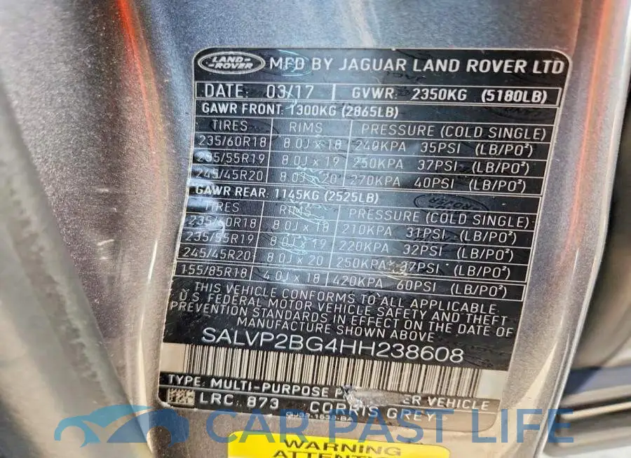 SALVP2BG4HH238608# 13