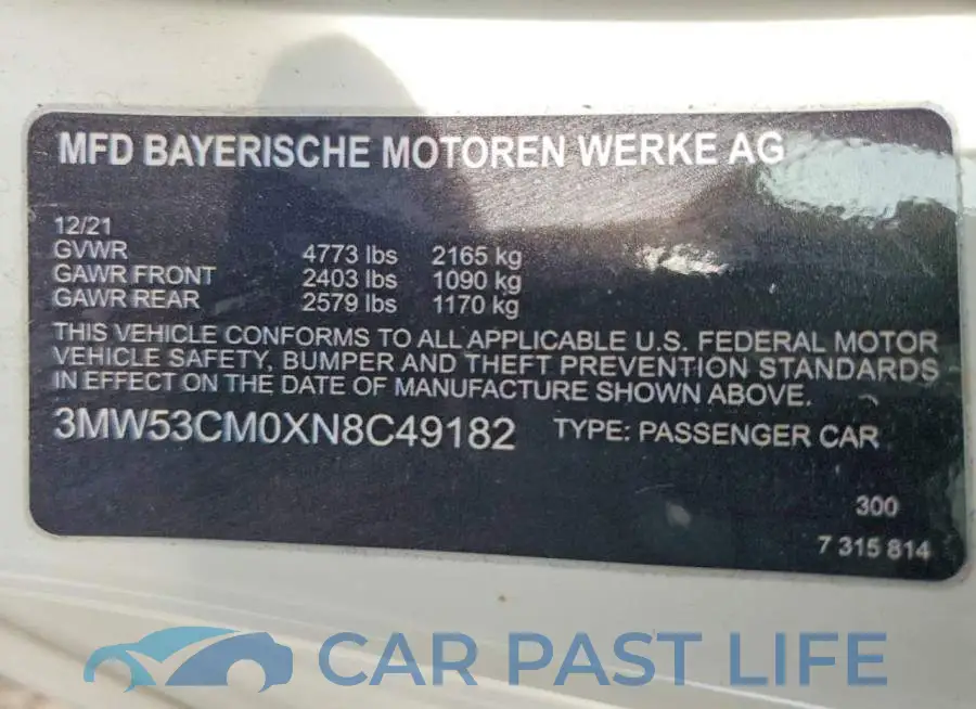 3MW53CM0XN8C49182# 12