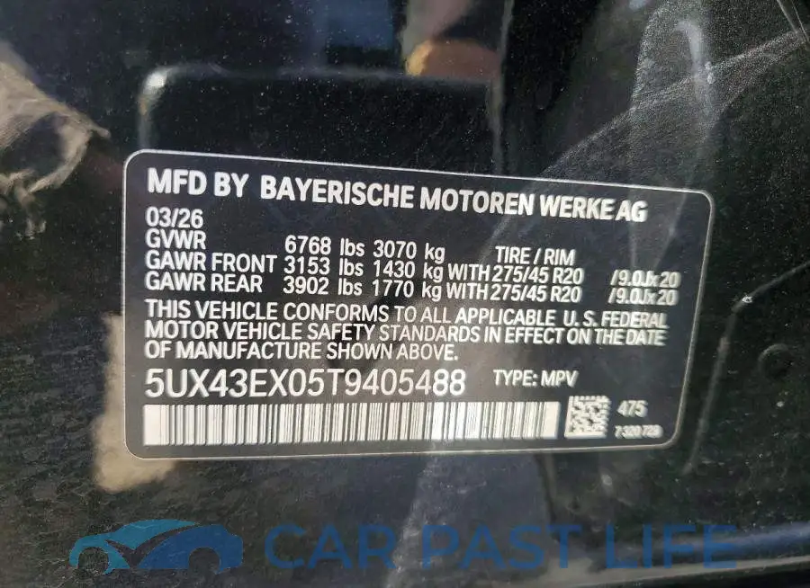 5UX43EX05T9405488# 12