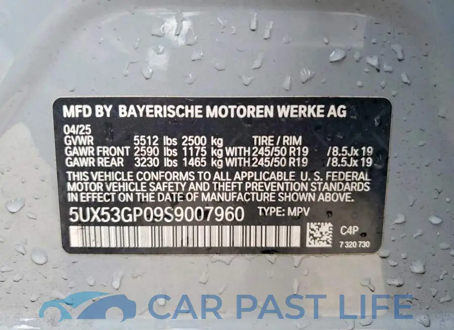 5UX53GP09S9007960# 12