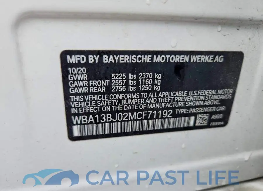 WBA13BJ02MCF71192# 13