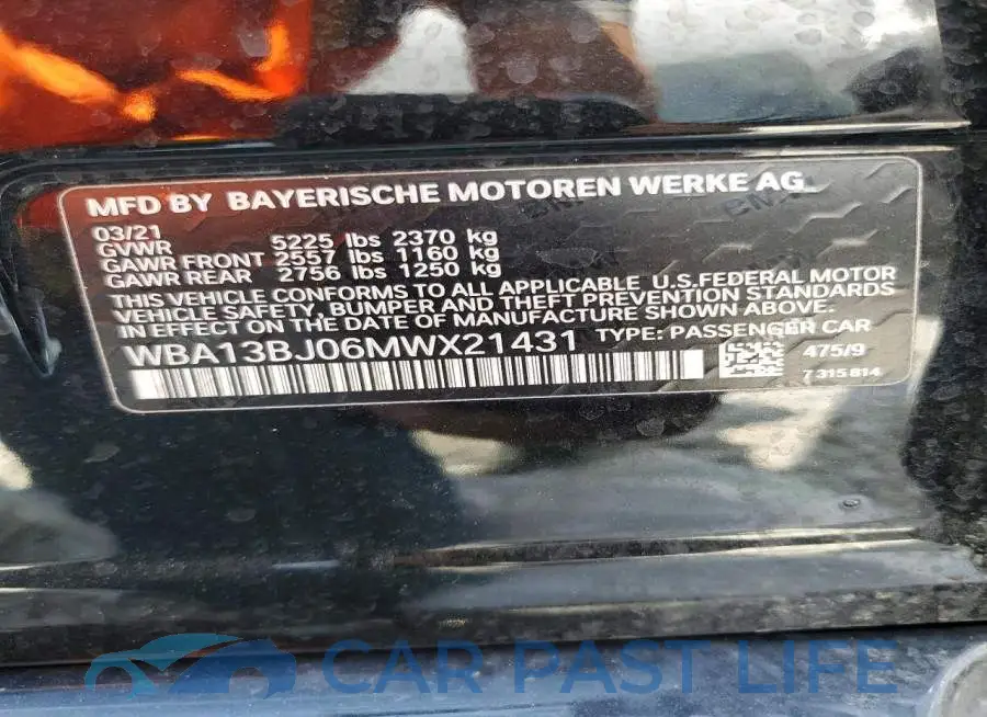 WBA13BJ06MWX21431# 12
