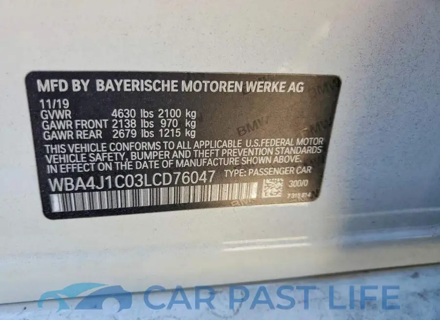 WBA4J1C03LCD76047# 13