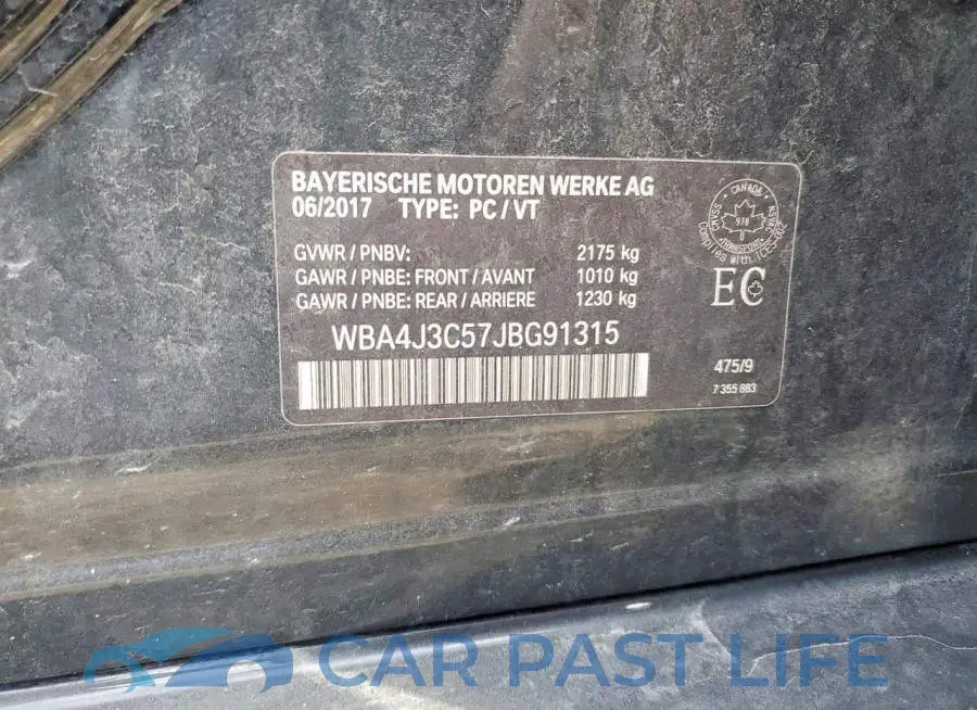 WBA4J3C57JBG91315# 12