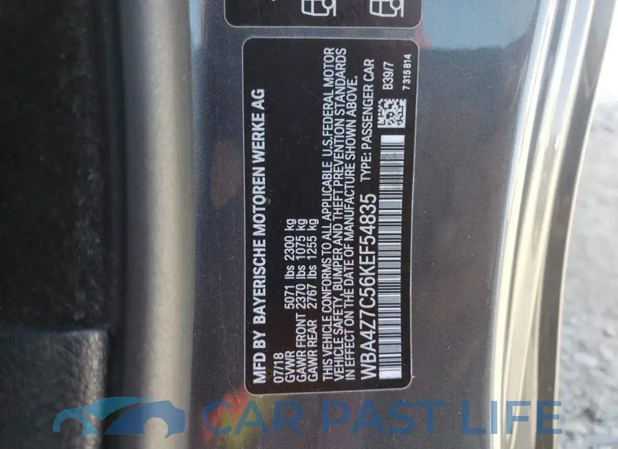 WBA4Z7C56KEF54835# 13
