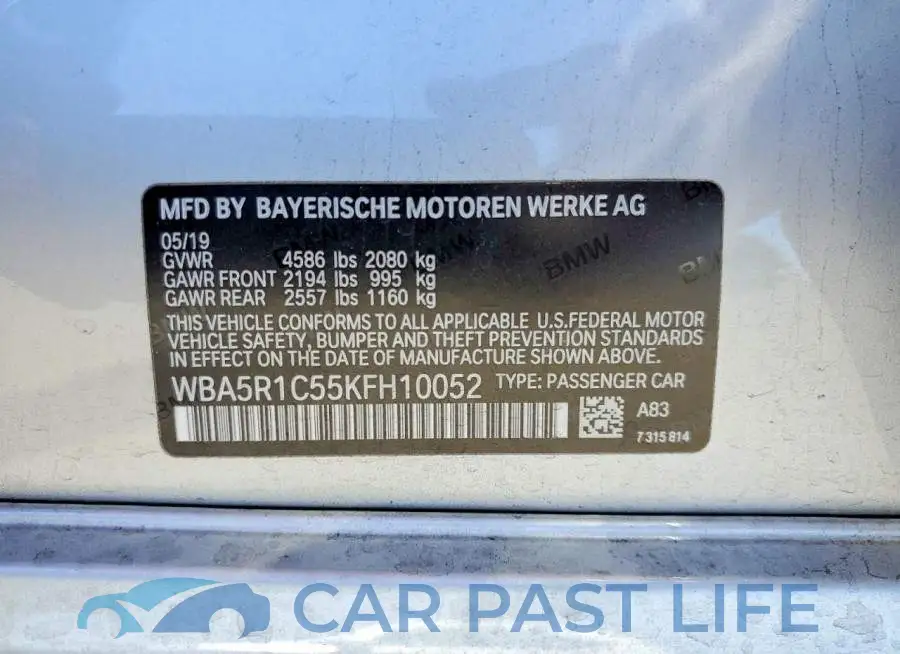 WBA5R1C55KFH10052# 13