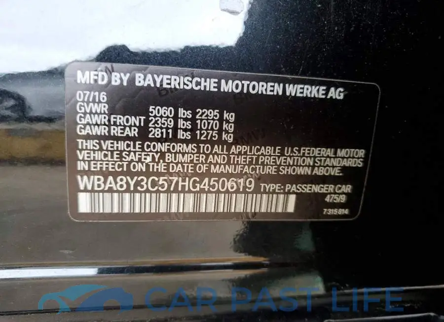 WBA8Y3C57HG450619# 12
