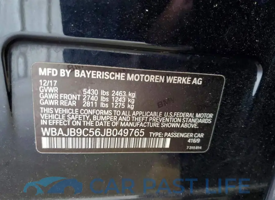 WBAJB9C56JB049765# 12