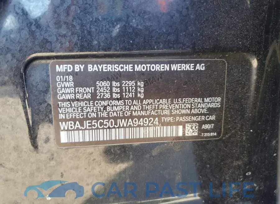WBAJE5C50JWA94924# 13