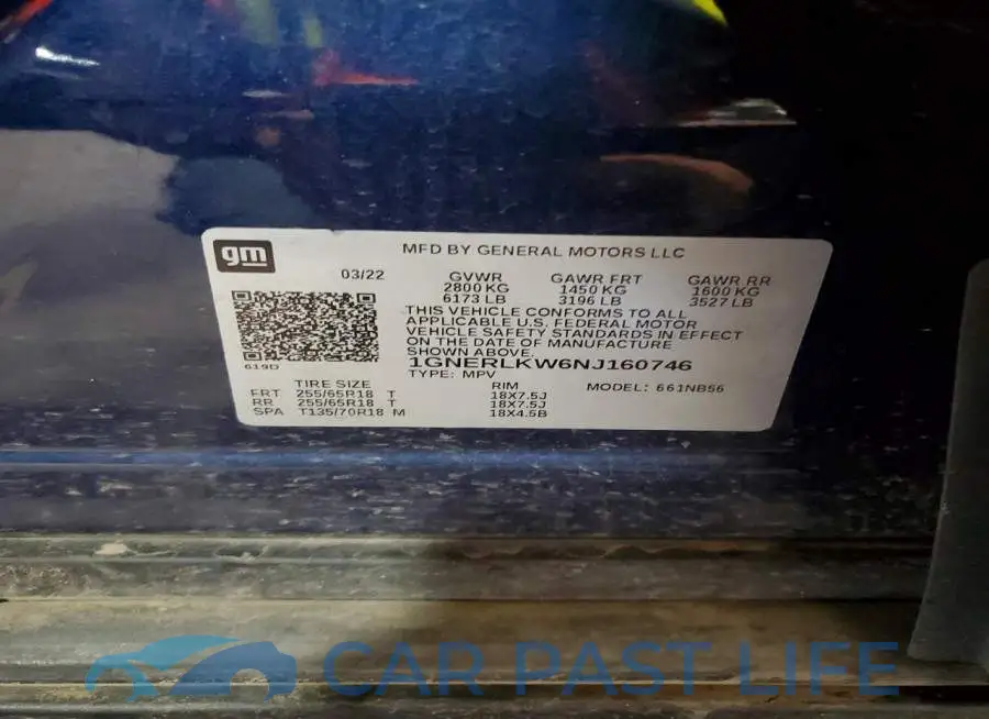 1GNERLKW6NJ160746# 12