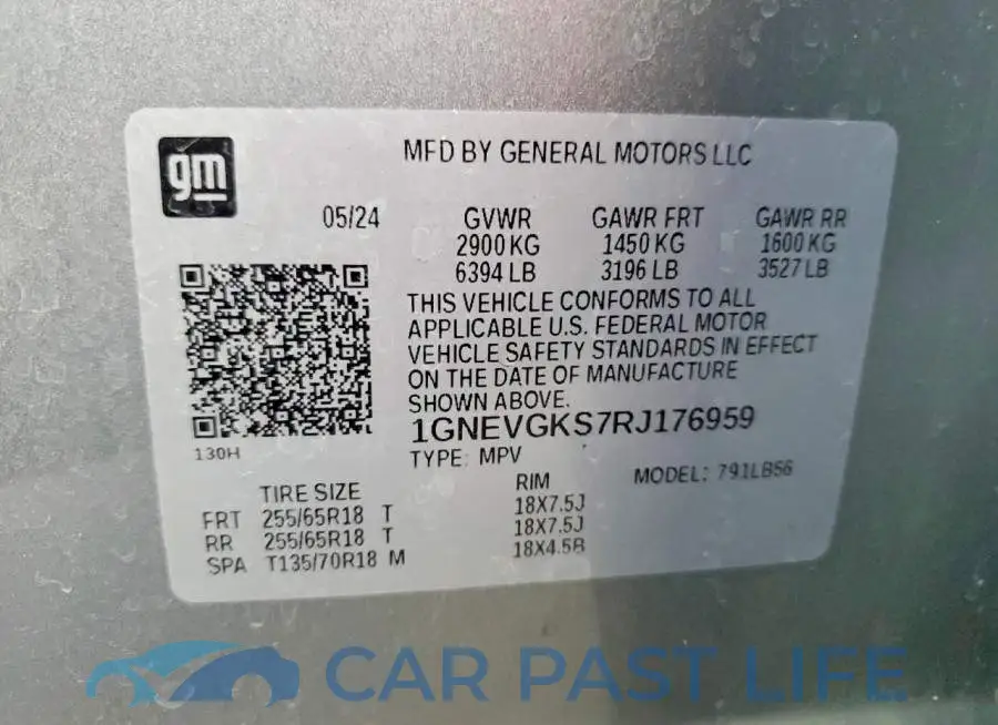 1GNEVGKS7RJ176959# 13