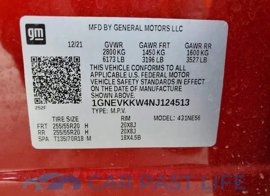 1GNEVKKW4NJ124513# 14
