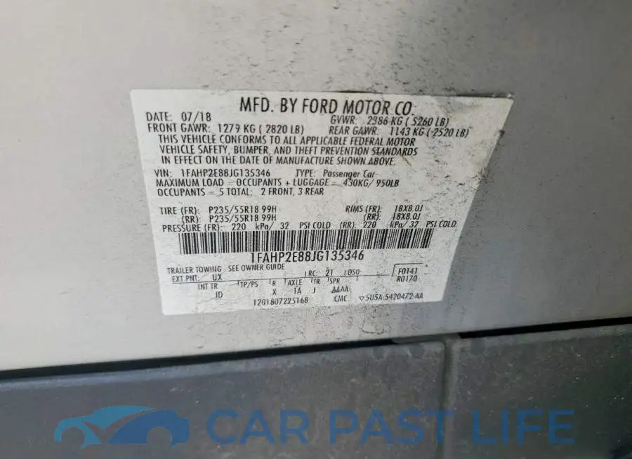 1FAHP2E88JG135346# 12