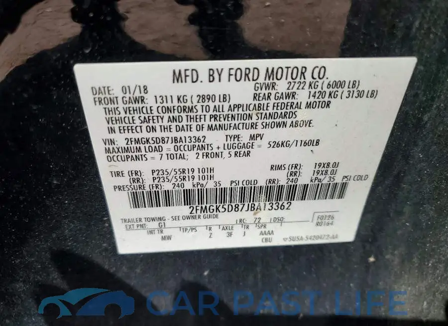 2FMGK5D87JBA13362# 13
