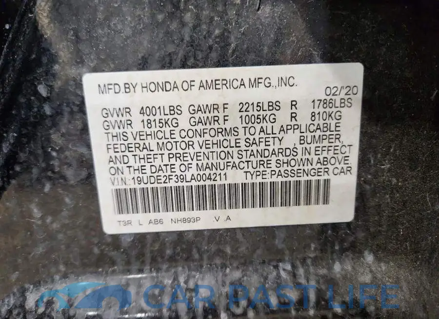 19UDE2F39LA004211# 12