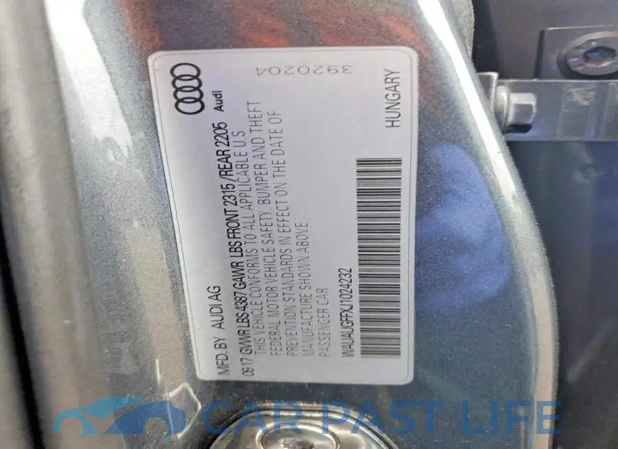 WAUAUGFFXJ1024232# 12