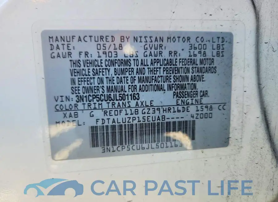 3N1CP5CU6JL501163# 13