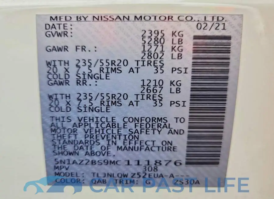 5N1AZ2BS9MC111876# 13