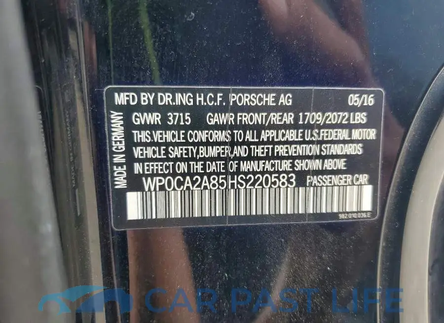 WP0CA2A85HS220583# 12
