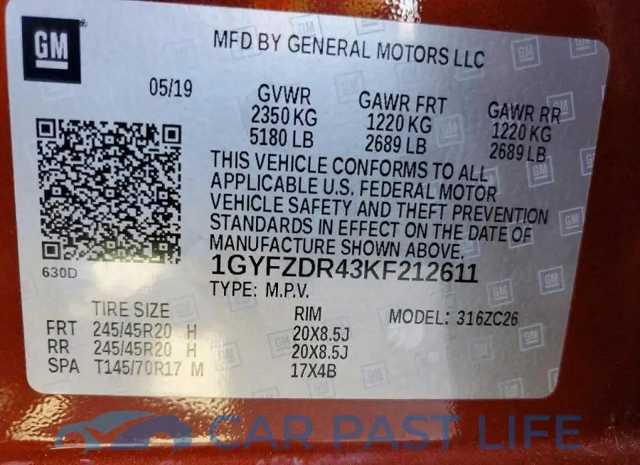 1GYFZDR43KF212611# 13