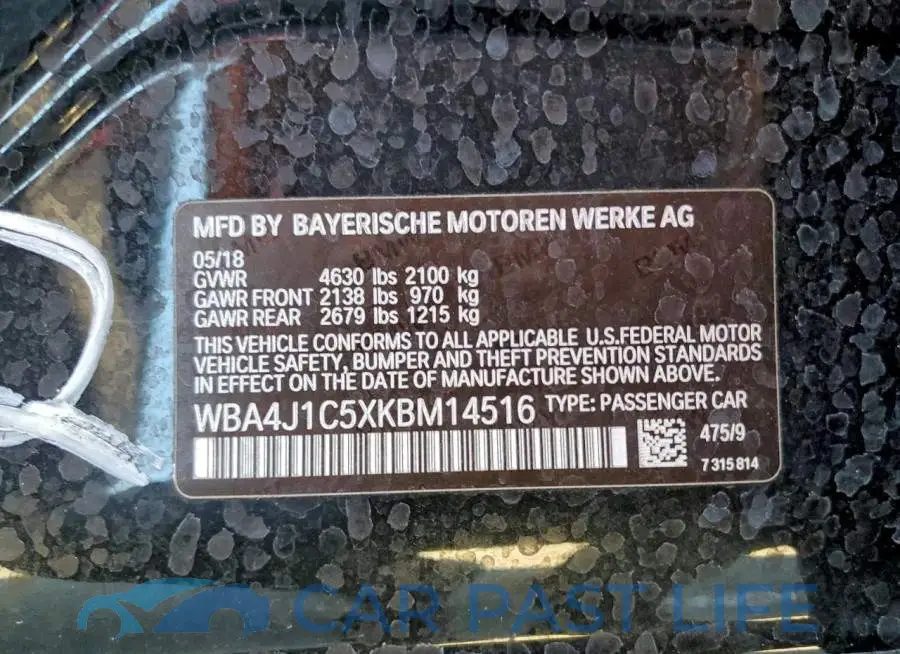 WBA4J1C5XKBM14516# 12