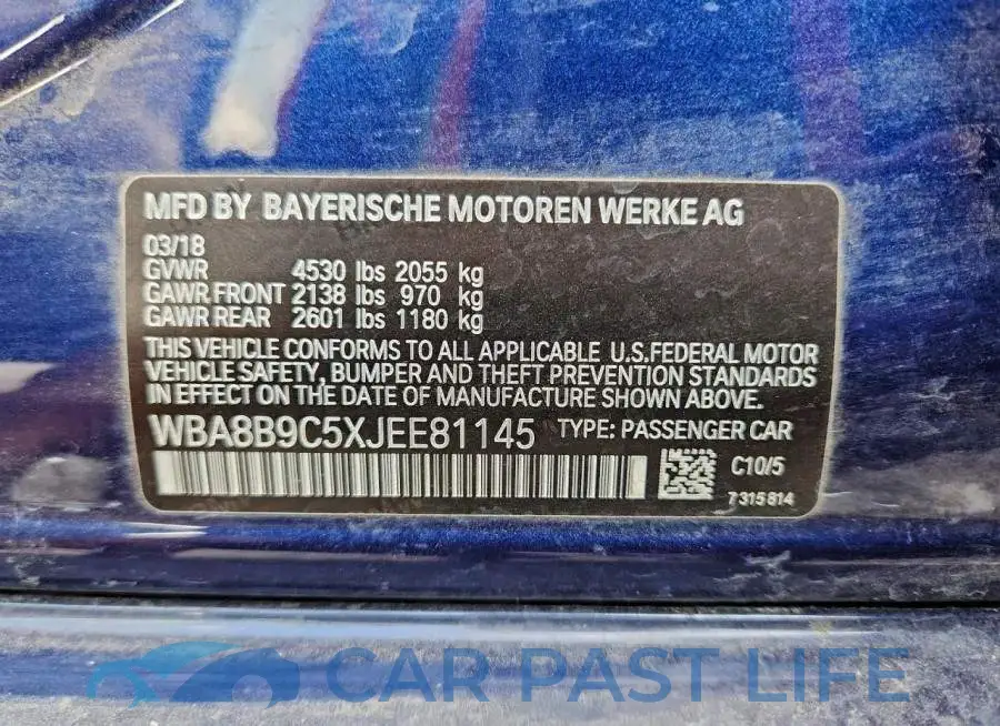 WBA8B9C5XJEE81145# 12