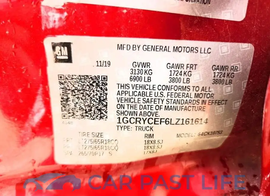 1GCRYCEF6LZ161614# 13