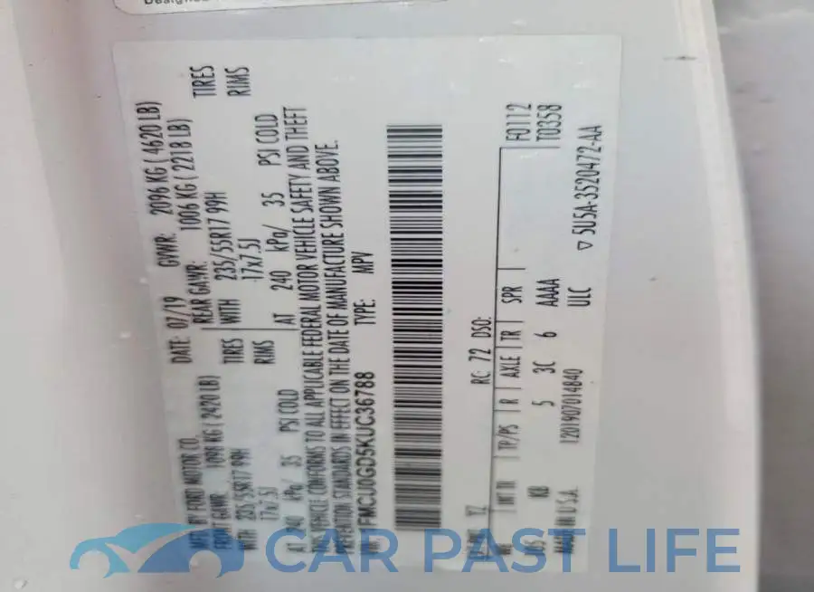 1FMCU0GD5KUC36788# 13
