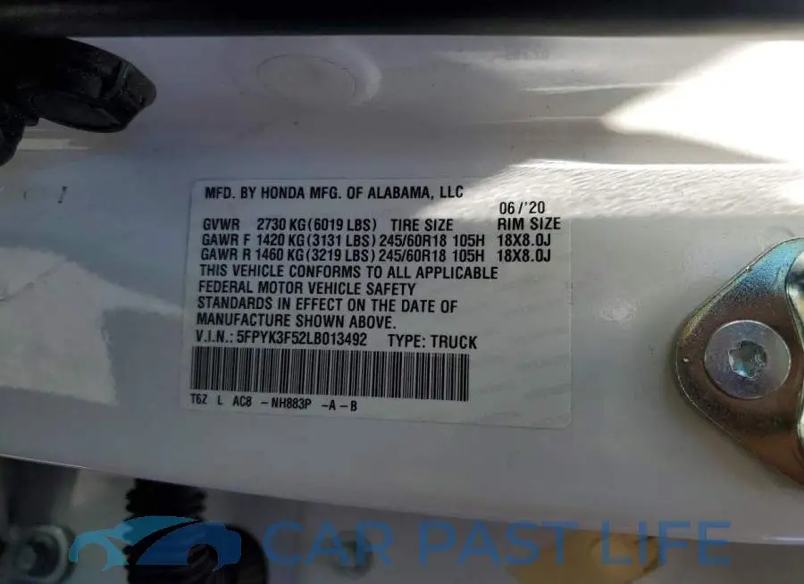 5FPYK3F52LB013492# 12