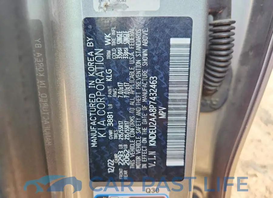 KNDEU2AA8P7432463# 13